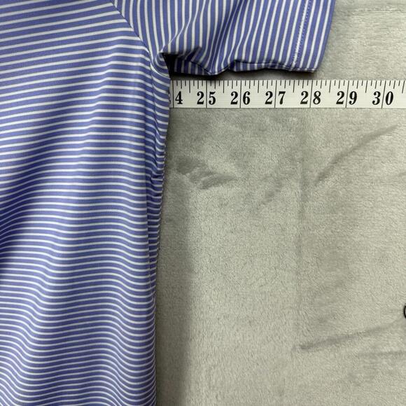 RLX Ralph Lauren Striped Golf Polo Shirt SzL Blue White Performance Stretch Tech - Picture 8 of 8
